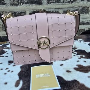 Michael Kors Pink Quilted Clutch with Metallic Accents